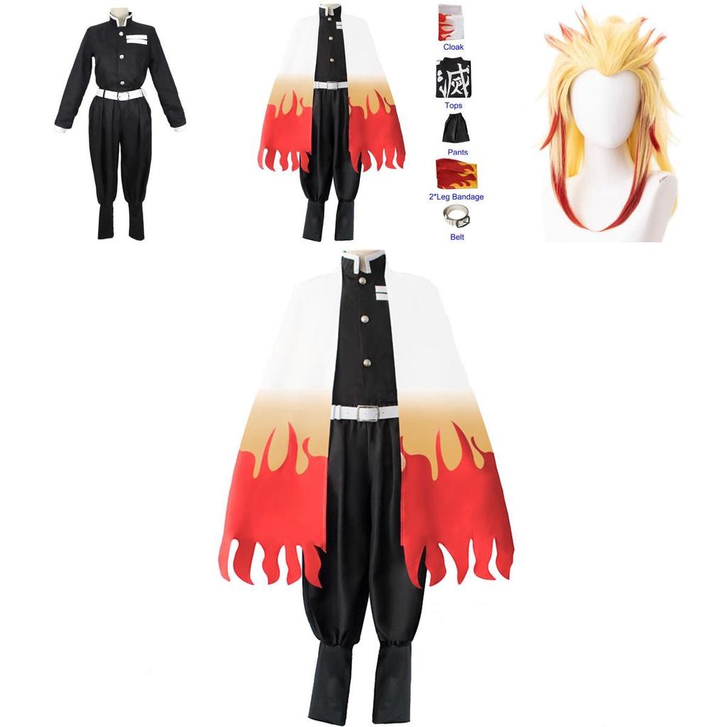 Stylish Demon Slayer Kimetsu No Yaiba Rengoku Kyoujurou Cosplay Costume Kimono Robe Suit With Exquisite Workmanship And Comfortable Fit