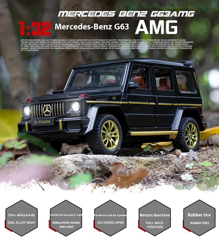 1:32 Benz G63 AMG Toy Alloy Car Diecast Model Sound Light Pull Back Toy Miniature Vehicle Model Ornaments Gift For Kids
