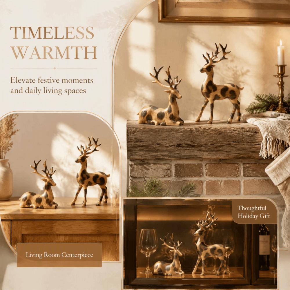 1 Pair Realistic Christmas Deer Figurine Vintage Small Deer Ornament  Christmas Party