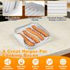 9.84inch Microwave Bacon Tray Reusable Silicone Bacon Pot Sausages Hot Dogs Bacon Cooker Tray Microwave Oven Safe Kitchen Tool