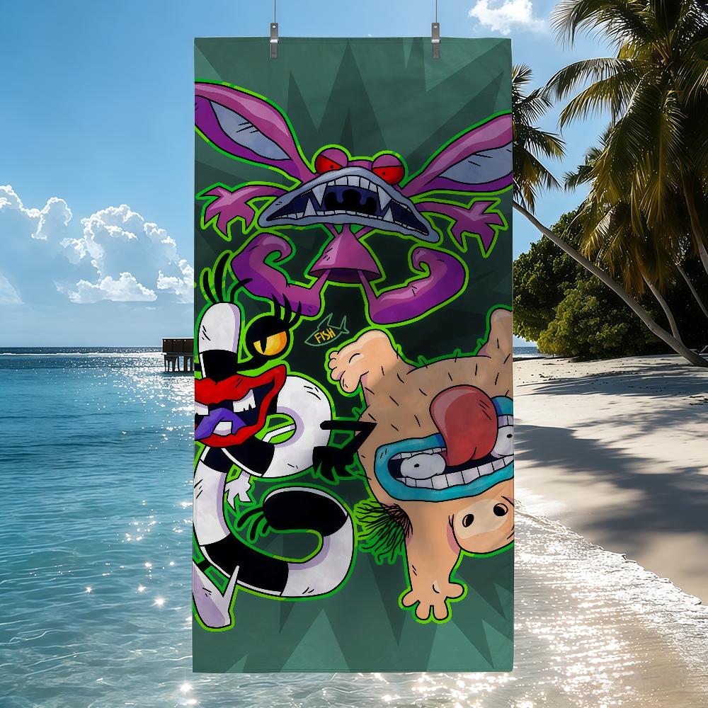 Cartoon Aaahh Real Monsters Fun Towel Quick Drying Beach Towels Are Suitable For Swimming Pools Camping Yoga And The Gym