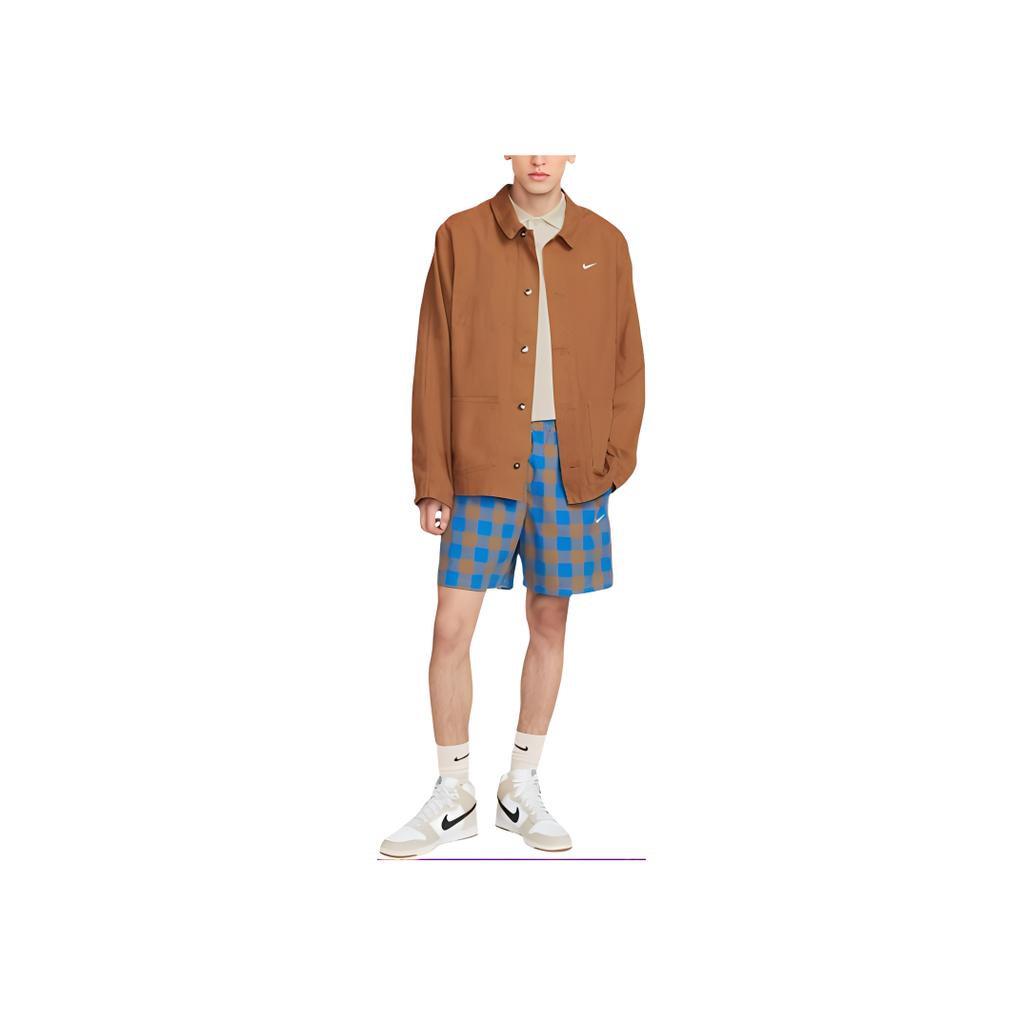 Nike Solid Color Logo Button-Up Collar Jacket Men Jackets Brown DQ5184-270