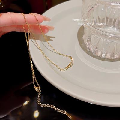 Minderheitliches Designgefühl geometrische Titanstahl-Halskette feminines Temperament einfacher Anhänger Schlüsselbeinkette mit 100 Accessoires.