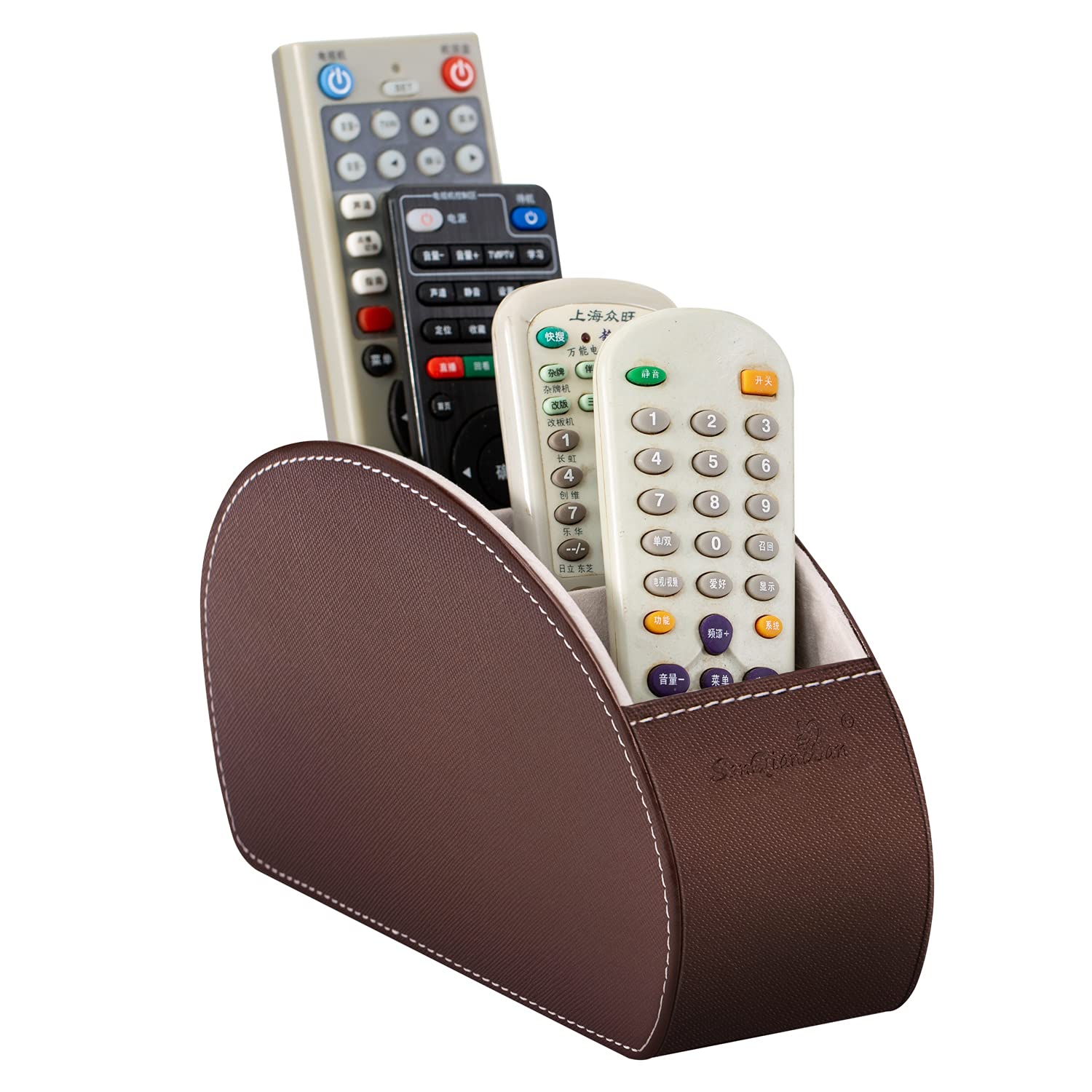 

Remote Control Rack, PU Leather, Tabletop Remote Control Storage, 5 Compartments, Stylish, Waterproof, Multifunctional Storage Box for Stationery and