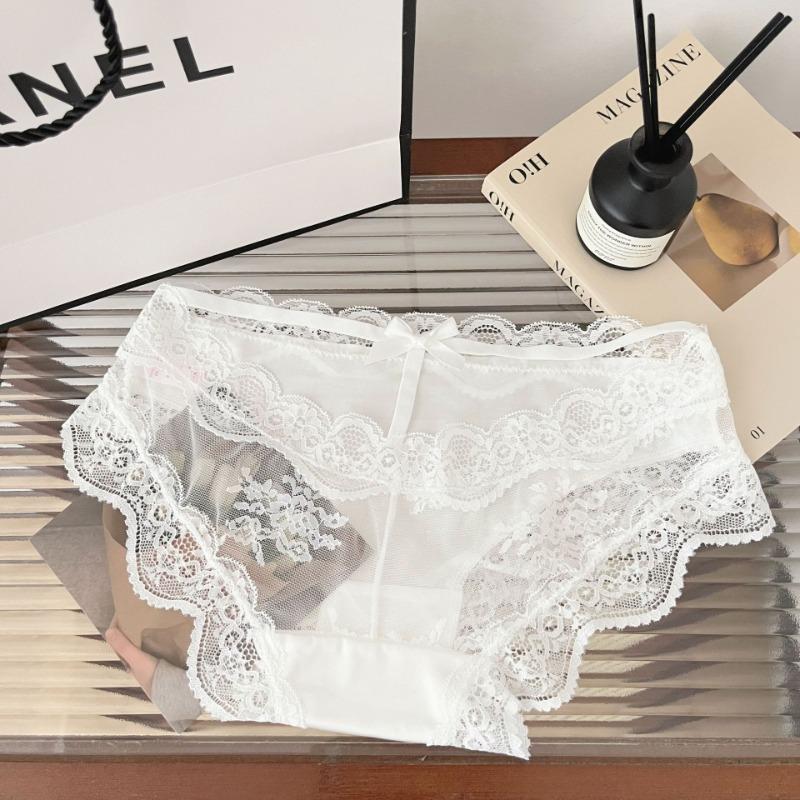 Sexy Satin Lace Underwear for Women Low Waist Pure Desire Hollow Out Breathable Pure Cotton Women's Triangle Panties