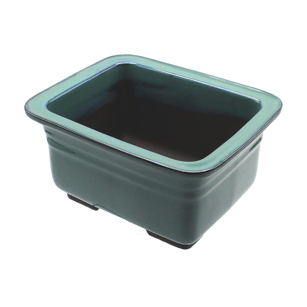 Umekichi Bonsai 6 Bonsai Mittelband Oribe Seto Tief Ungefähr Verschiedene Mittlere Größe Zubehör, Nein. Topf, Nade-Kaku Tief, Grün, Glasur, Ware,