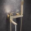 Brushed Gold Bathtub and Shower Faucet Set Wall Mounted Shower Faucet, Bathroom Cold and Hot Bath and Shower Mixer Taps Brass