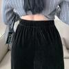Navava Elegant Back Slit Velvet Long Skirt Ns484