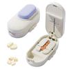 2-in-1 Tragbarer Tablettenteiler – Einstellbarer 1/2 & 1/4 Tablettenteiler mit scharfer Klinge für kleine Tabletten, Reise- & Heimgebrauch