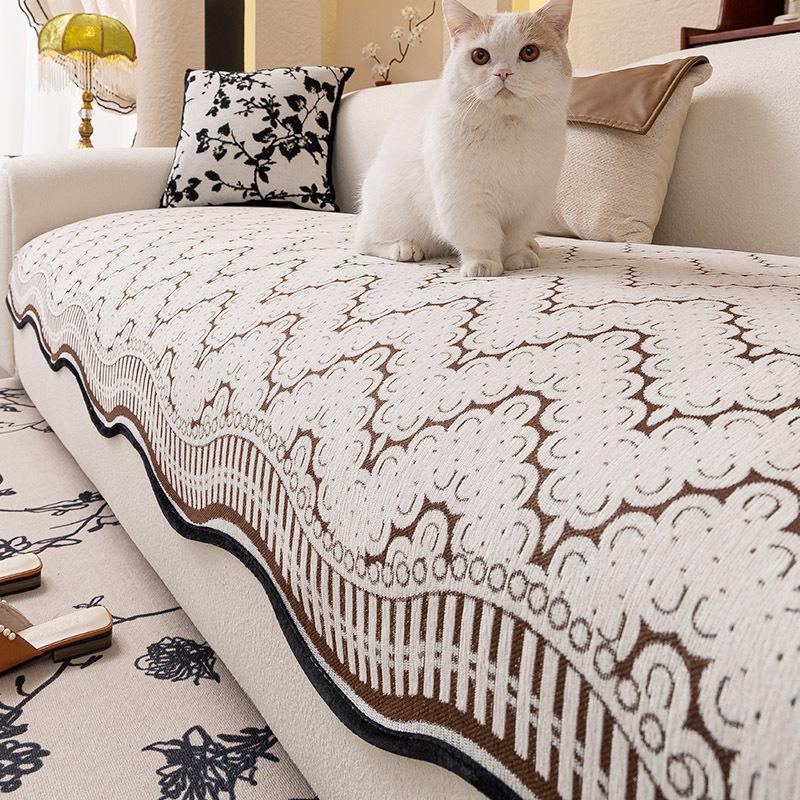 New Four-Season Universal Special-Shaped Sofa Cushion Cover Cloth French Simple Seat Cushion Fixed Non-Slip Straight Row Seat Cushion