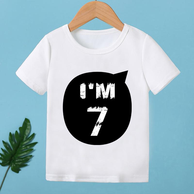 2026 Children Happy Birthday I'M 1 2 3 4 5 6 7 8 9 Years Number Print Funny T-shirts Boys & Girls Baby Tops Kids Summer T Shirt