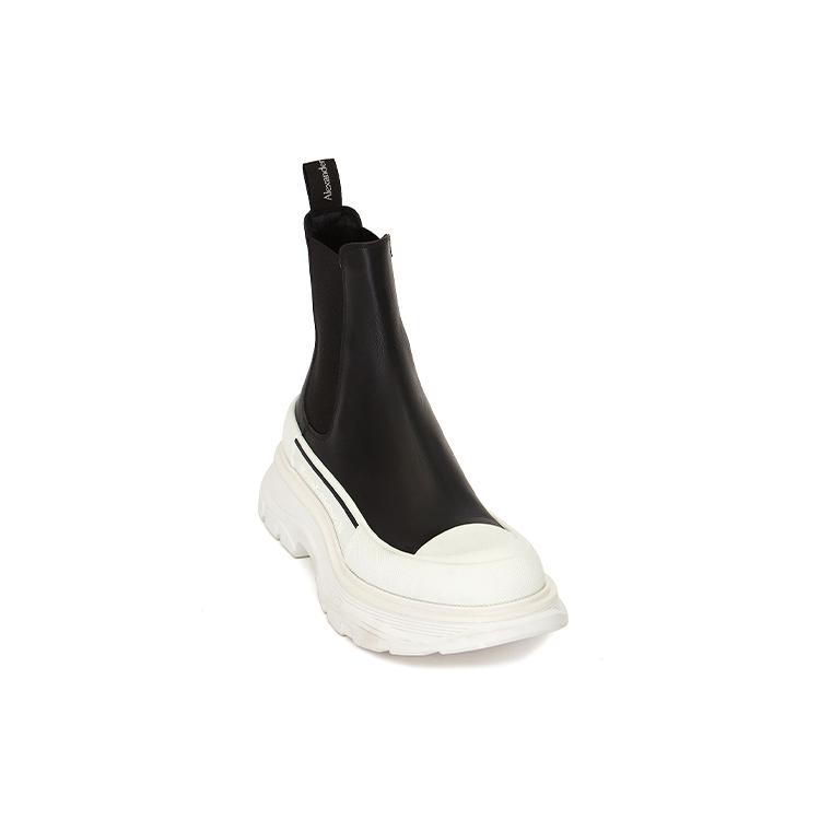 Alexander McQueen Chelsea Tread Ankle Boot Black White Women's 635714WHZ611071