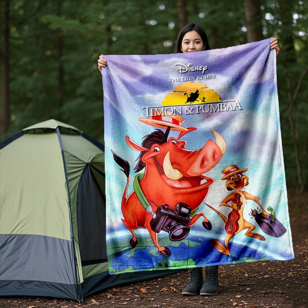 1pc, The Lion King Pumbaa & Timon Themed Cartoon Blanket Seasonal Home Decor Gift for Family and Friend Soft