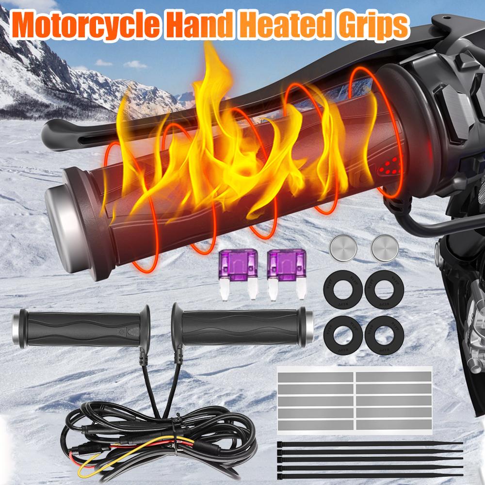 DC 12V Motorcycle Heating Handlebar Silicone Electric Molded Grips Waterproof Electric Hot Heated Grip Smart Temperature Control