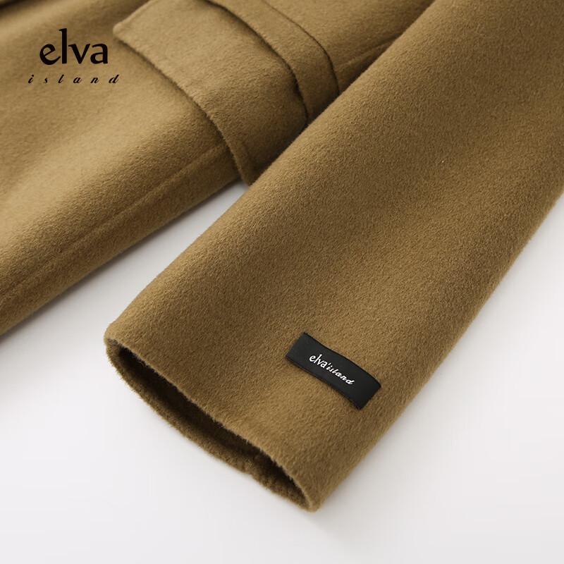 Elva's Island Women's Wool Double-faced Mid-length Coat