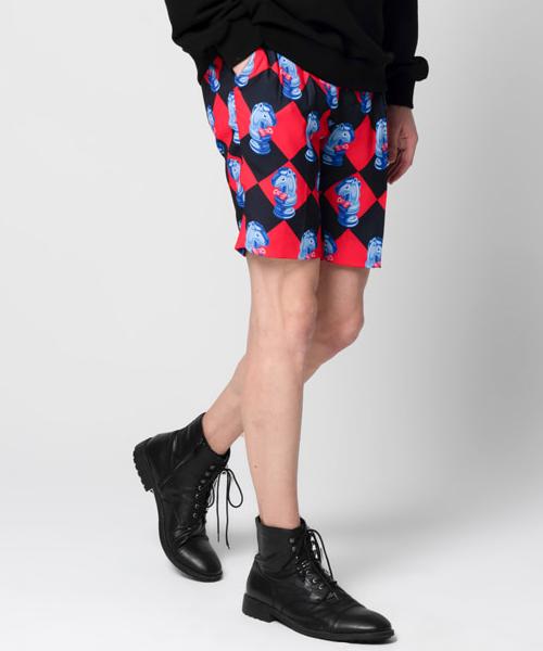 GREEDILOUS Chessboard Blue Knight Print Shorts