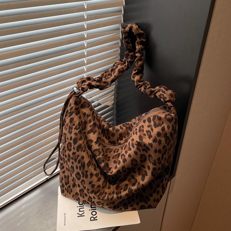 

Сумка-тоут большой вместимости с леопардовым принтом - 2025 Новая универсальная сумка через плечо на осень/зиму для женщин 42cm x 29cm x 14cm кофейный