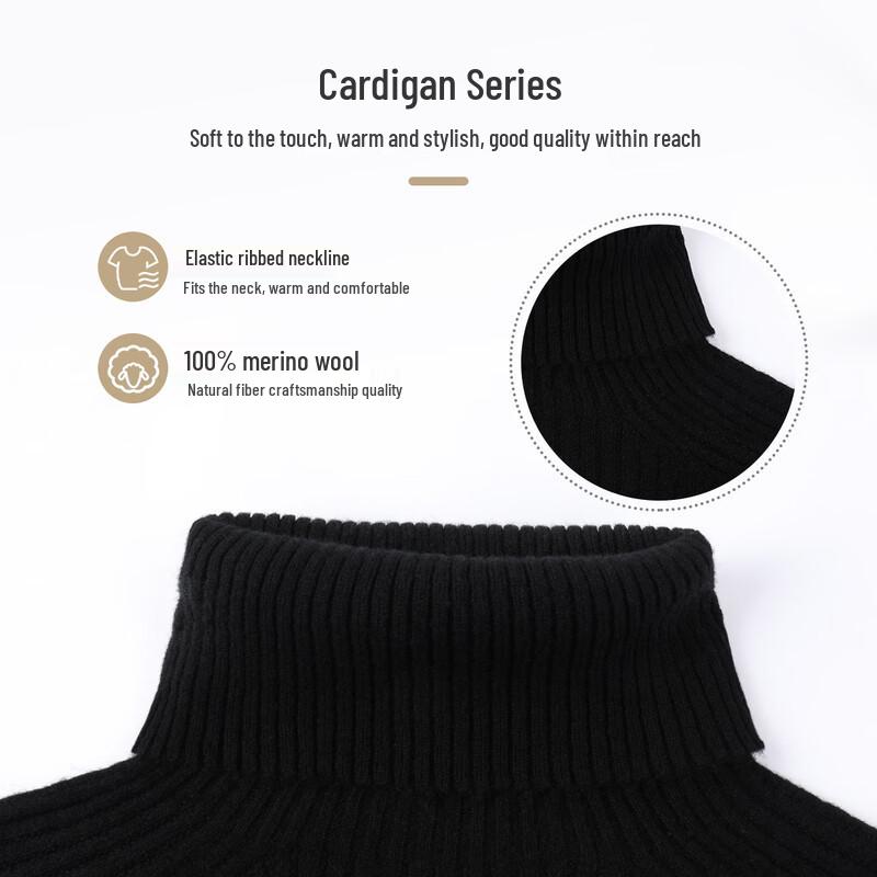 SNOWFLYING Women's Seamless 100% Wool High-Neck Sweater