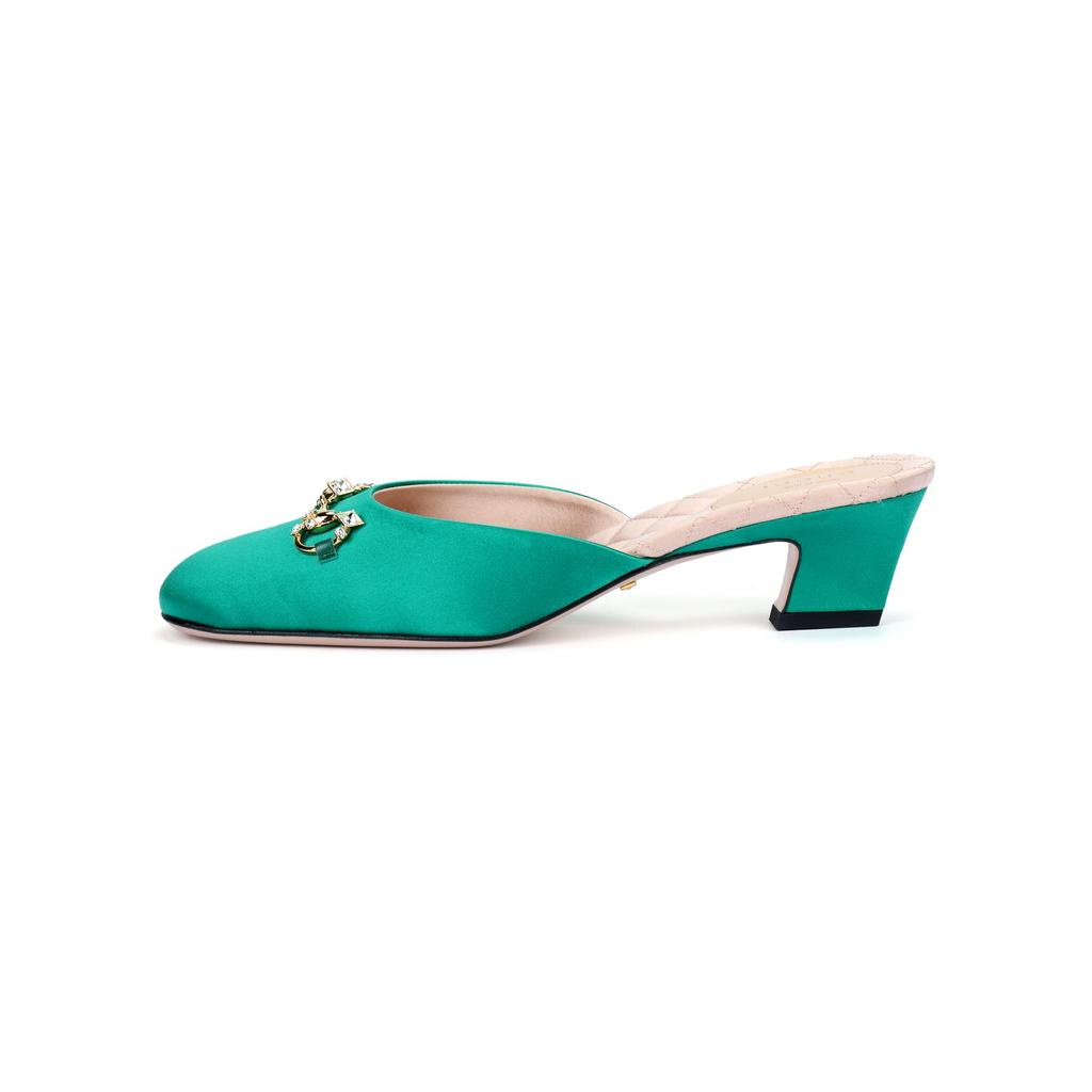 Gucci Horsebit Closed Toe Slippers Women's Green 757748 KND90 3776