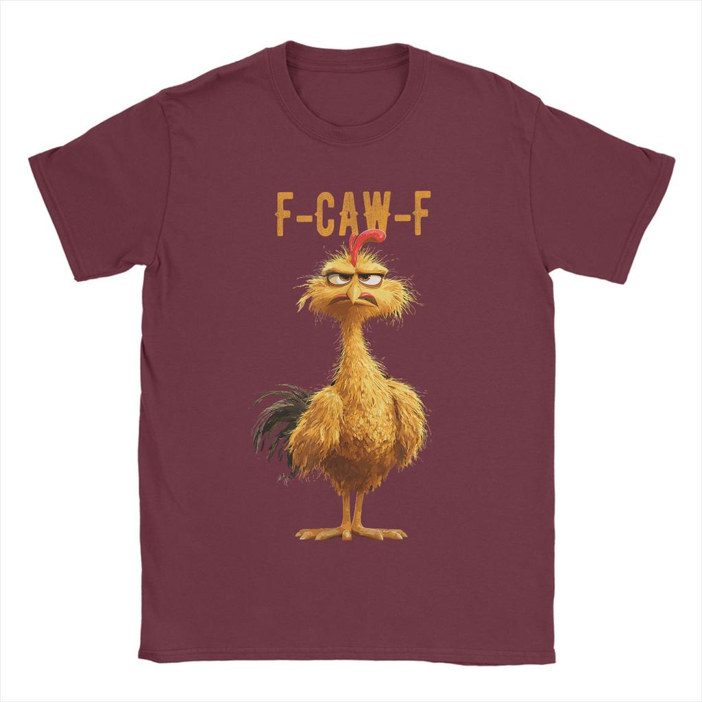 Funny F-Caw-F Chicken Meme Men T Shirts Dark Humor Unique Tee Shirt Short Sleeve Crewneck T-Shirts 100% Cotton Gift Clothing