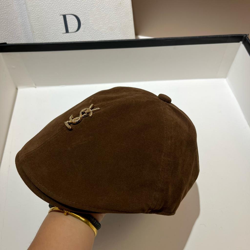Vsl Paris Catwalk Autumn Octagonal Beret High Quality Big Hat Frosted Leather Painter Hat