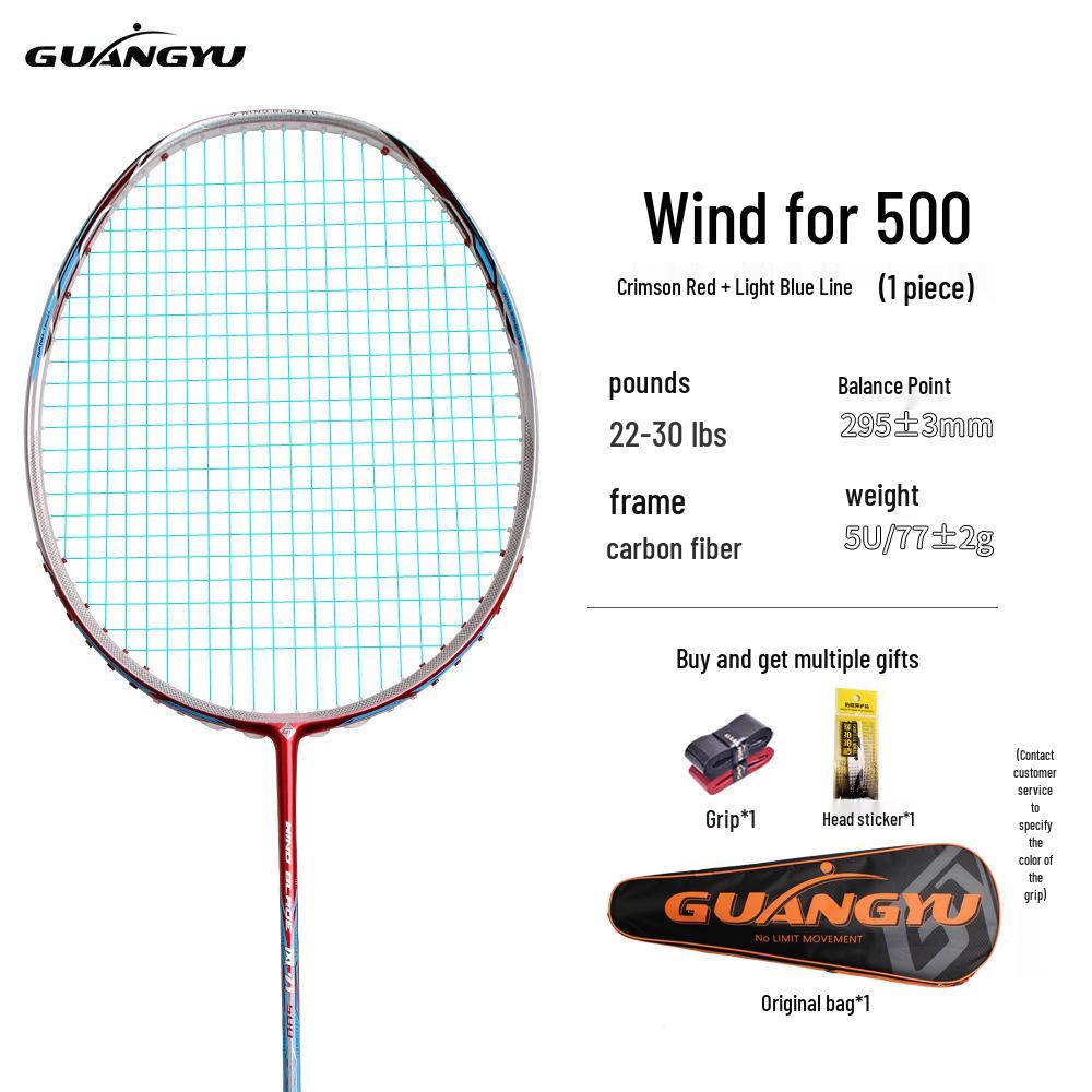 Wind Blade 500 Carbon Fiber Badminton Racket, Speed Offensive 5U, Unisex Professional.