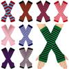 Fashion Women Striped Elbow Gloves Y2K Warmer Knitted Long Fingerless Gloves Christmas Gifts Classic Black And White Wristband