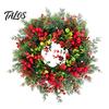 Natural Look Artificial Greenery Wreath Christmas with Red Berries Eucalyptus Pinecones, Front Door Winter for Hanging Garland Window Wall Fireplace,