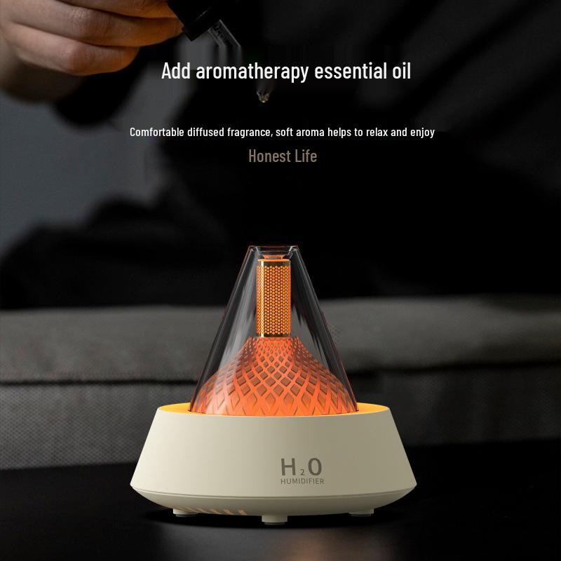 

Crystal Flame Aroma Diffuser: Seven-Color Light & Large Capacity Humidifier for Home or Bedroom