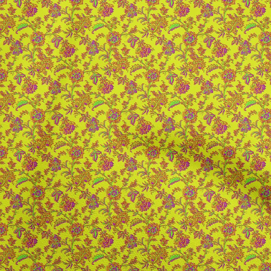 oneOone Georgette Viscose Medium Blue Fabric Floral Dress Material Fabric Print Fabric By The Yard 42 Inch
