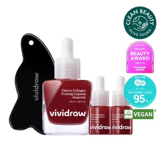[Ceramic Gua Sha Planning/Collagen Elasticity] Vivid Draw Cherry Collagen Firming Capsule Ampoule 40ml Planning (+ Gua Sha Free), Korea Cosmetics