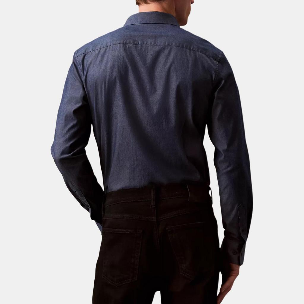 Calvin Klein Camisa Masculina Minimalista Confortável Versátil Casual Manga Longa Camisas Azul-Escuro 40QM157-410