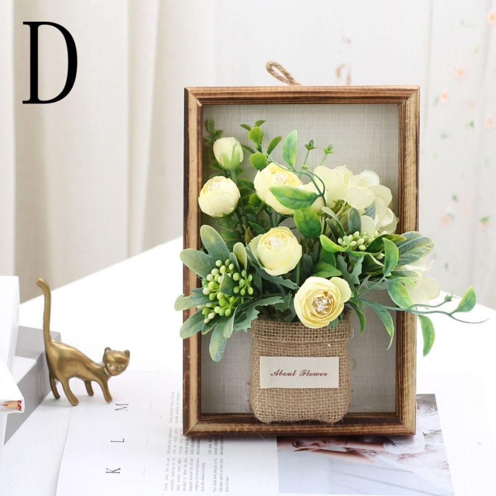 Wooden Faux Flowers Wall Decor Photo Frame Imitation Flowers Decoration  Flower Display