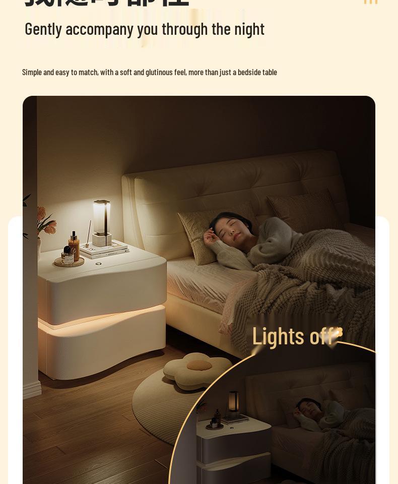 2025 Cream Luxury Bedside Table: Modern, Creative Design for a Stylish Bedroom
