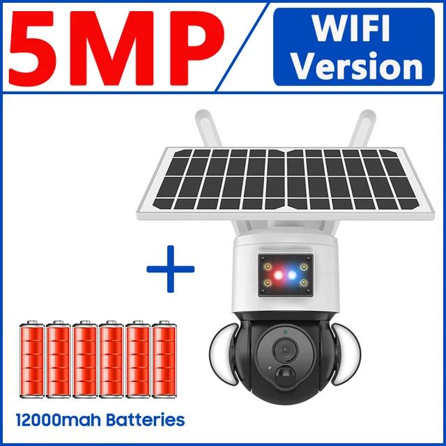 

4G Камера Зовнішня Сонячна Панель 2K 5MP HD WIFI Бездротова Безпека CCTV 12000mah Батарея З Сиреною Сигналізації Проти Крадіжки верблюд