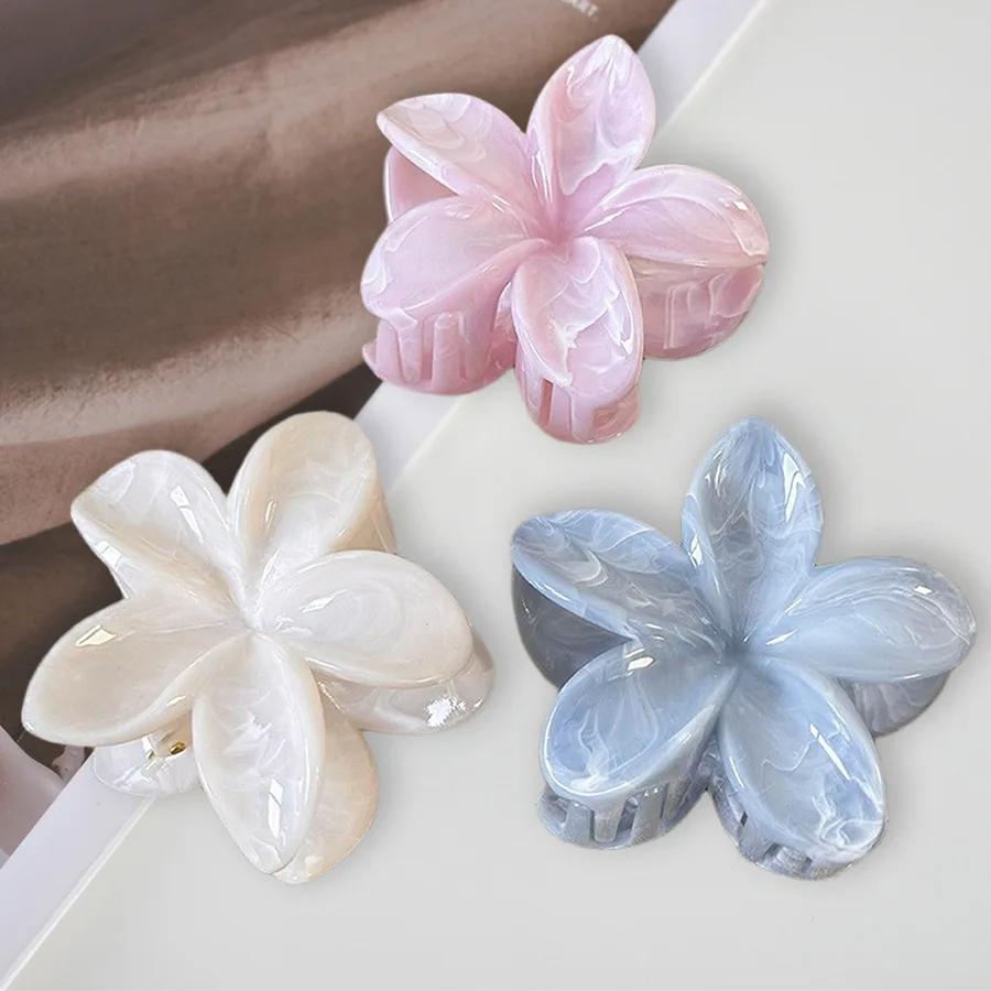 Frangipani Fresh and Sweet Egg Flower Back of Head Disc Hair Shark Clip Hair Ornament Claw Hair Clips for Women