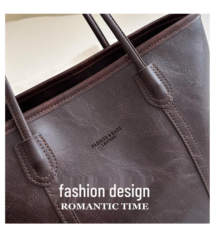 Versatile Retro Tote Bag - Large-Capacity Shoulder Bag for Commuting and Leisure, Korean Style