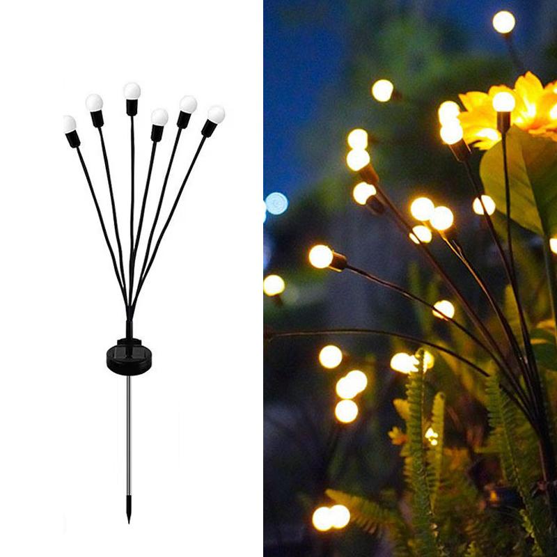 

1/2 шт. Солнечные садовые фонари-светлячки Уличные водонепроницаемые качающиеся декоративные лампы-фейерверки для дорожки, двора, патио, тропинки, ландшафта Multicolor