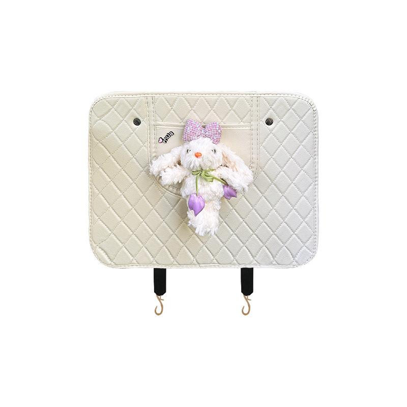 Leather Anti Kick Pad for Geely EX2 2026 Cute Big Eared Rabbit Child Protection Rear Seat Anti Kick Pad Car Interior Accessories