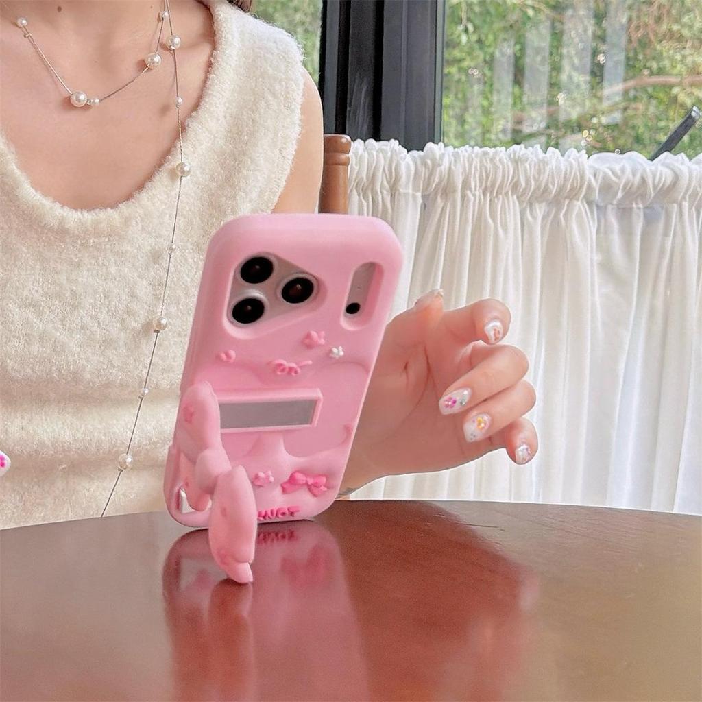 iPhone 14/13 Pro Max Case with 3D Pink Bow, Anti-fall Protection