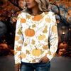 Women's Flannel Long Sleeve Top with Halloween Print Neck Pullover Shirt