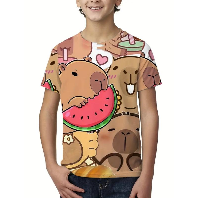 Cute Cartoon Capybara Graphic T Shirt Men Women 2025 Summer New Animal Capybara T-Shirts Casual Oversized Kids Boys Tees Tops