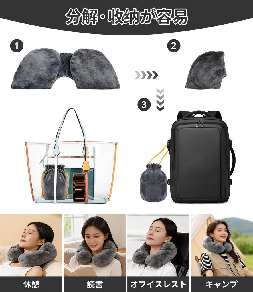 Neck Pillow Ergonomic Compact Air Transformation To Removable and Includes Eye Storage and 29dB Perfect for Bullet Gift Set, Design, Pillow, U-Shape