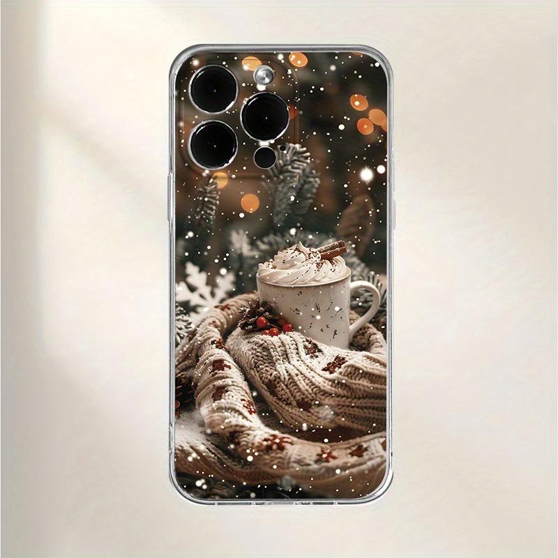 

A Winter Coffee-Themed Fine-Hole Phone Case, Suitable for iPhone 17, 16, 15, Plus, Pro, Max Series Phones — Can Be Used as a Gift iPhone SE чистий