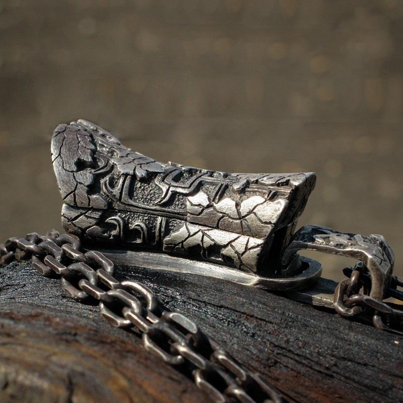 Seeing Coffin Wealth, Carving Flowers, Gluttony Texture, Copper Plated Coffin Pendant, Necklace Decoration