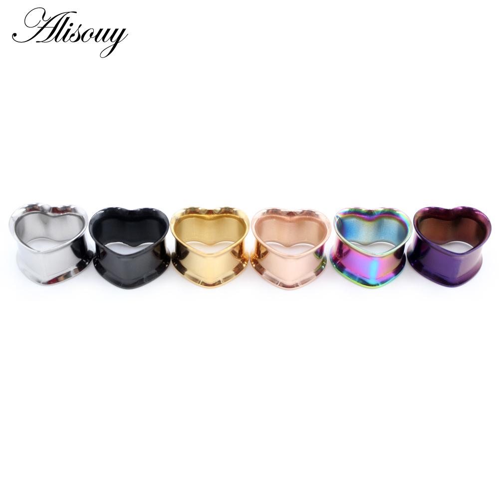 Alisouy 2 pezzi 8mm-30mm Acciaio Inossidabile 316L Amore Cuore Tunnel Auricolari Plug Expander Stretcher Gauge Orecchini Gioielli Piercing Corpo