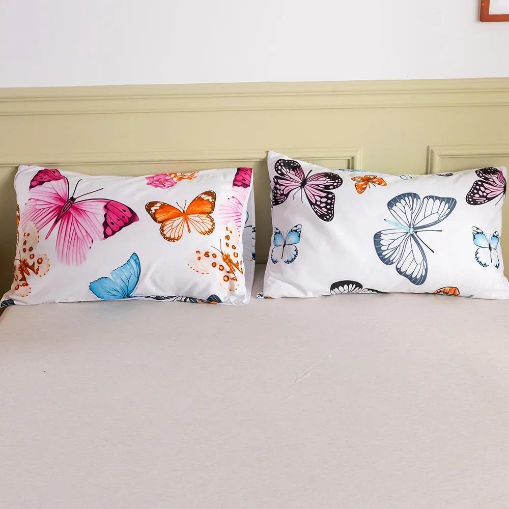 Colorful Butterfly Floral Print Duvet Cover Set Soft Microfiber Bedding Set with Pillowcases Elegant Bedroom Decor Quilt Cover