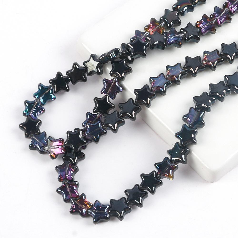 8/10Mm Color Plated Pentagram Beaded Glass Star Loose Beads Diy Handmade Beaded Necklace Material Jewelry Accessories