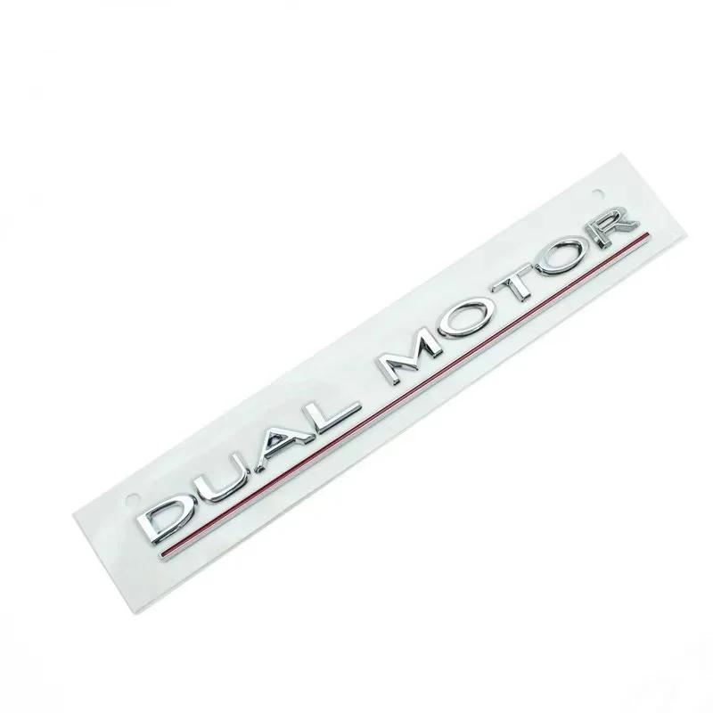 ETWZ4 3D Raised DUAL MOTOR Underlined Letters Emblem for Tesla Model 3 Y X S Car Styling High Performance Trunk Badge Sticker