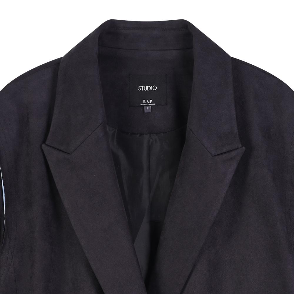 LAP Suede Cut-Out Contrast Boxy Jacket As3Lz865